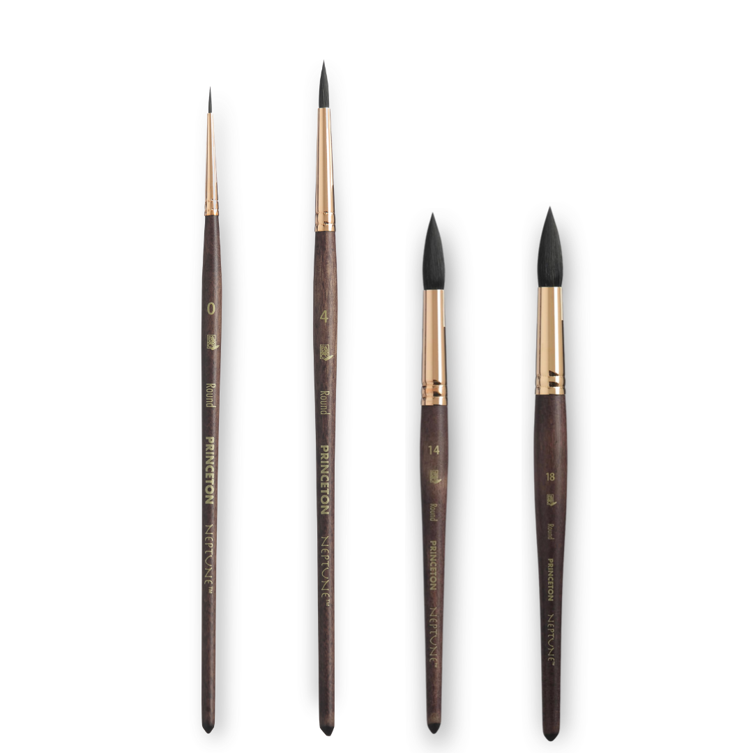 Set Pennelli Princeton Neptune Syn Sh - 4 Pezzi Per Acquerello, Acrilico E Olio