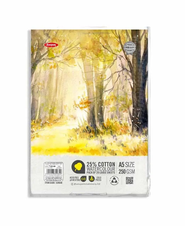 Anupam - Watercolour paper Loose sheets - 250 GSM - 25% cotton