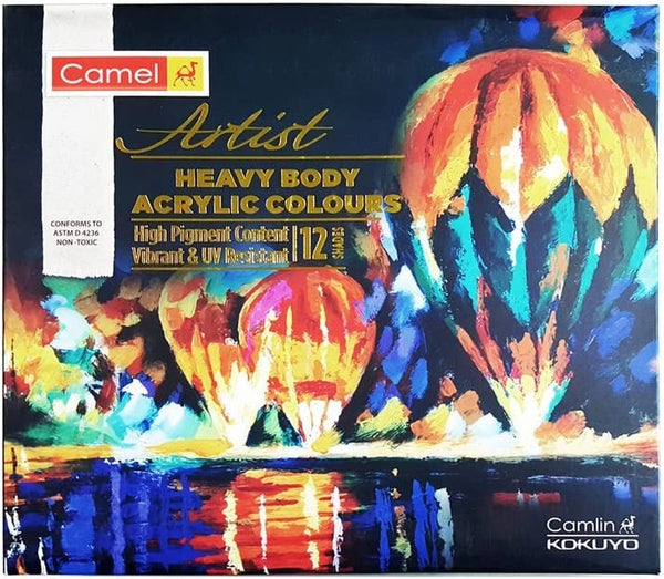 Camlin - Camel - Artist Heavy Body Acrylic Tubeset - 40 ml tubes x 12 colours - 818724