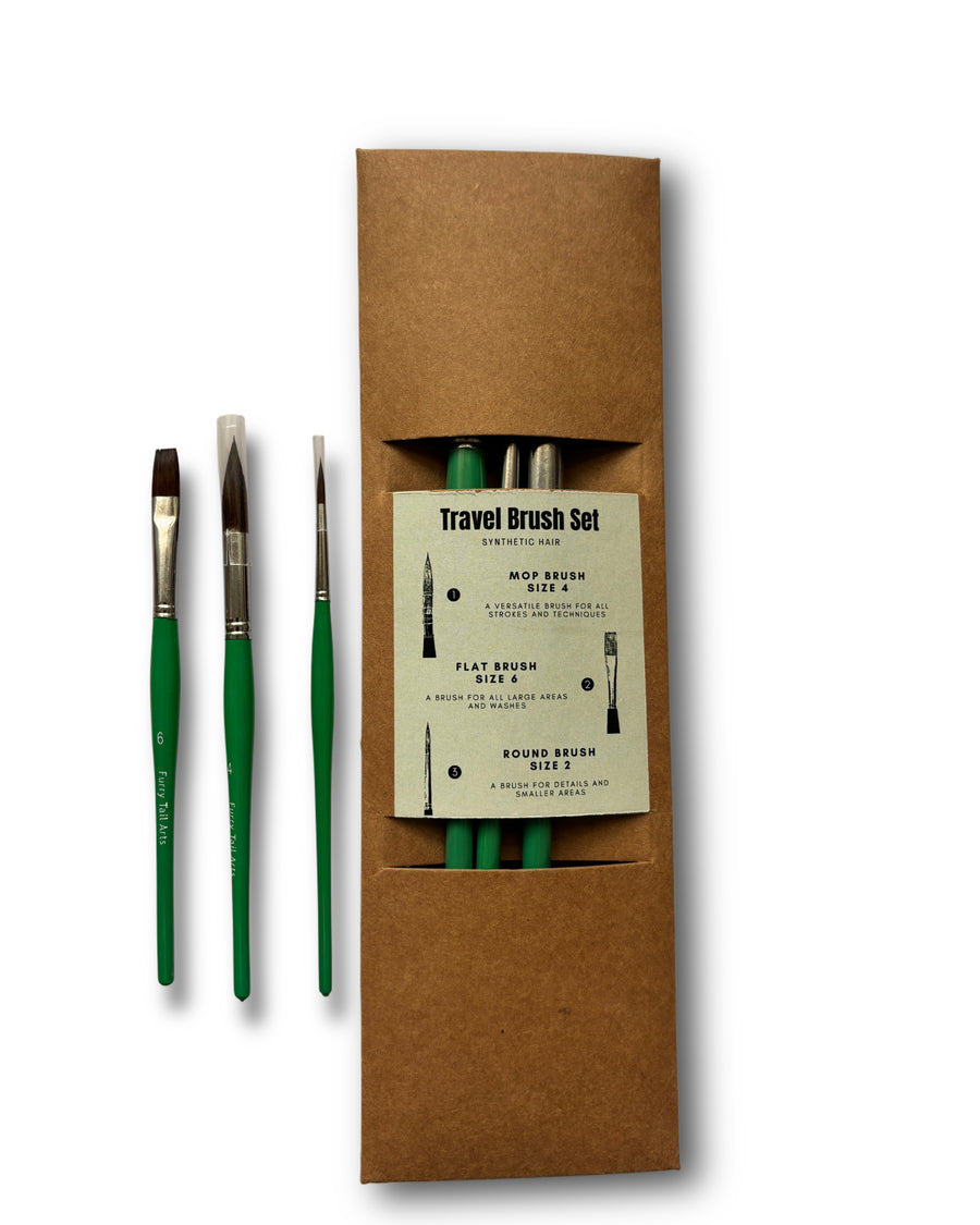Furry Tail Arts - Suti - 3 pcs Travel Watercolour Brush Set