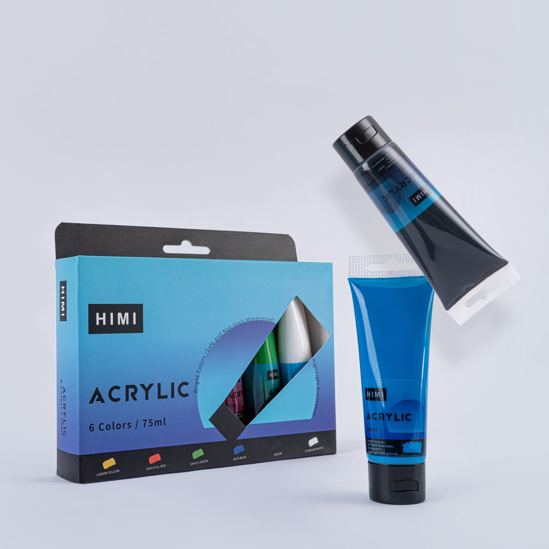 HIMI Acrylic Tube Paint Set - 75ml in 6 vibrant colours