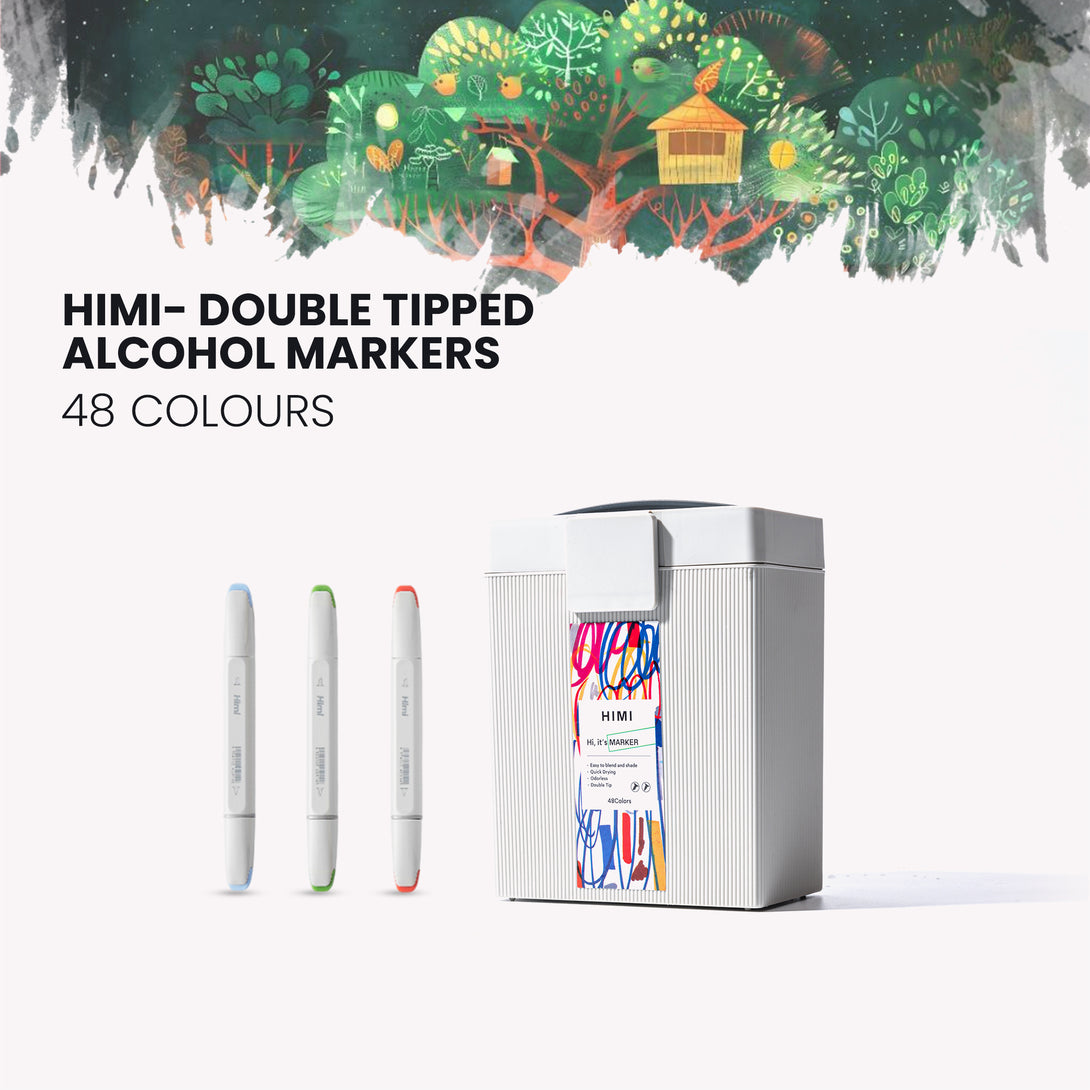 HIMI Dual tip Alcohol Markers set for artists soft and chisel tip 48 colours