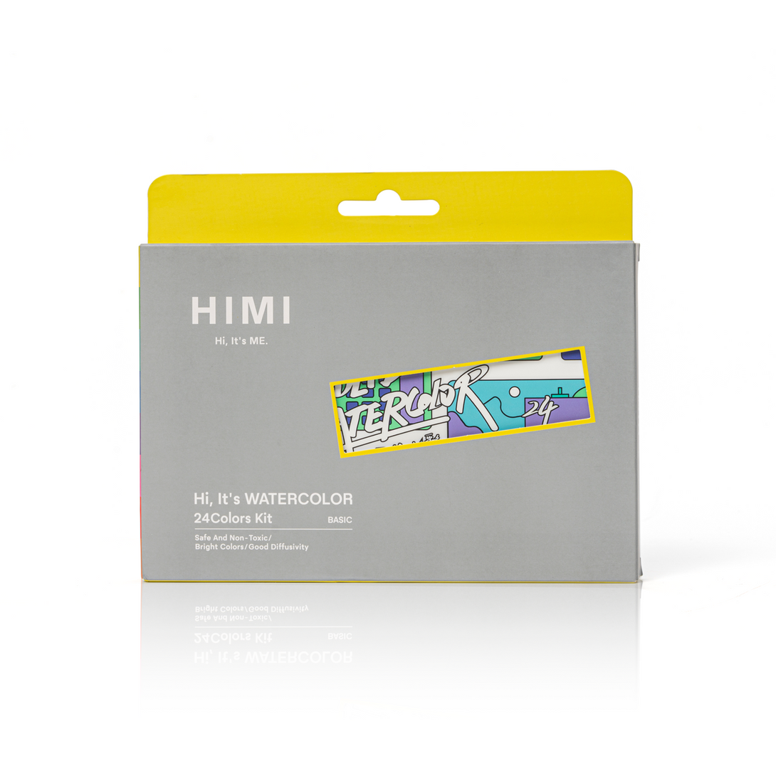 HIMI Compact Travel Watercolour Painting Set, portable and ideal for artists on the go in 24 colours