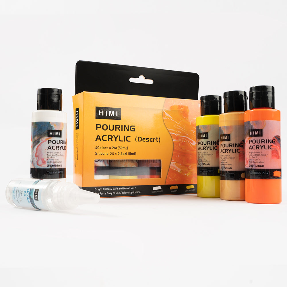 HIMI Fluid Pouring Acrylic Paint Set - 4 Colors, 2oz Desert theme