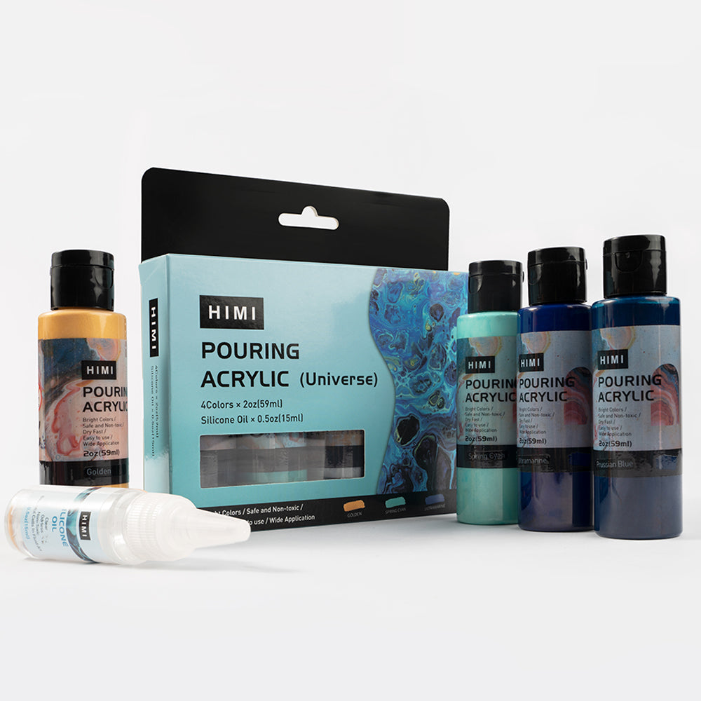 HIMI Fluid Pouring Acrylic Paint Set - 4 Colors, 2oz Universe theme