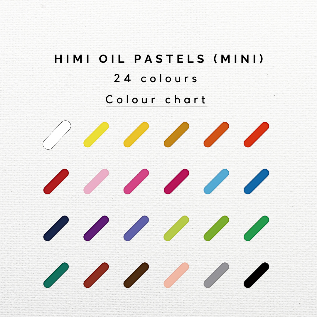 HIMI Student Edition Mini Oil Pastel Set Available in 24 colours colour chart