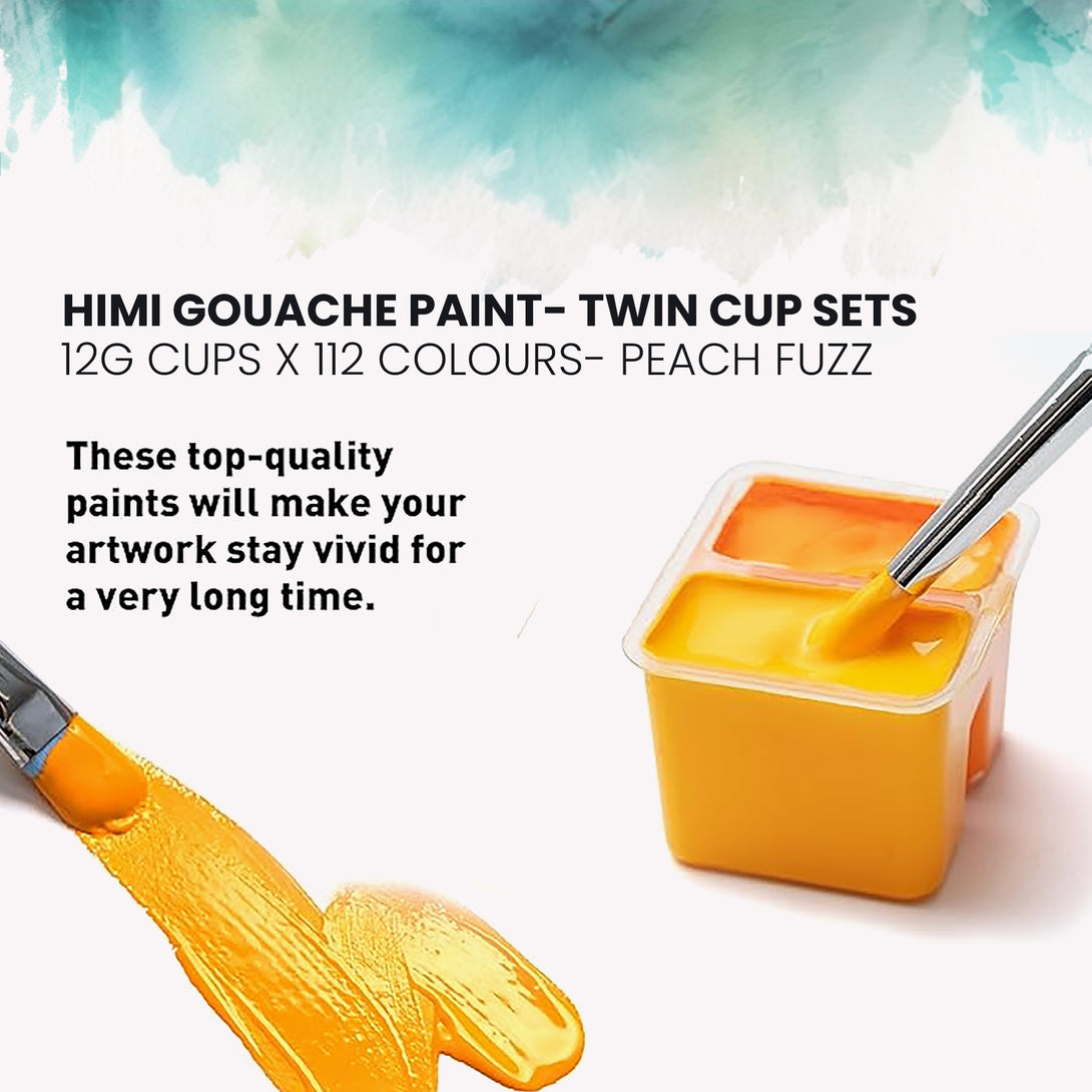 HIMI Twin Cup Jelly Gouache Paint Set, 12g x 112 Colours in 2 colour cases Ice Blue and Peach fuzz for artists showing single jelly cup