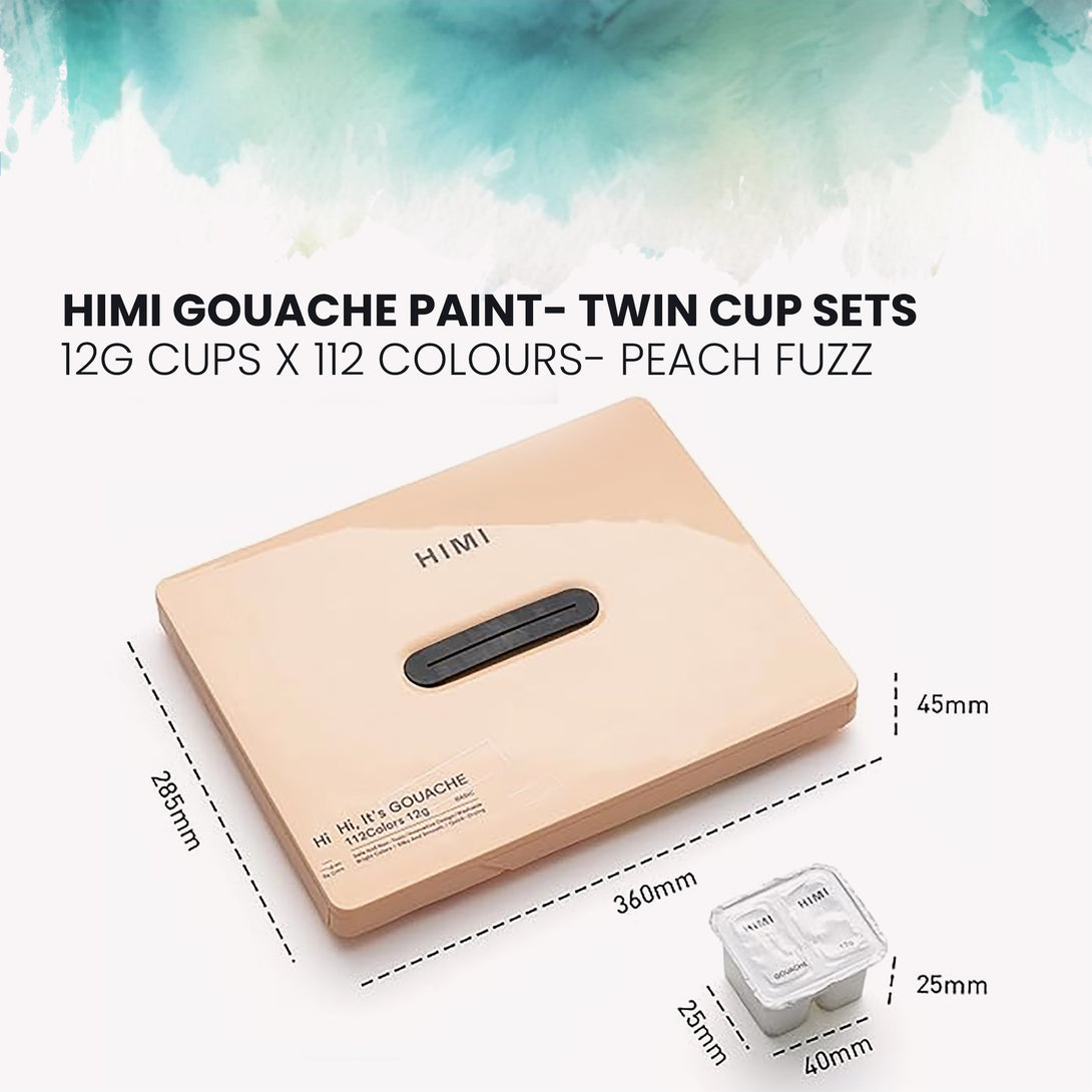 HIMI Twin Cup Jelly Gouache Paint Set, 12g x 112 Colours in Peach fuzz colour case size