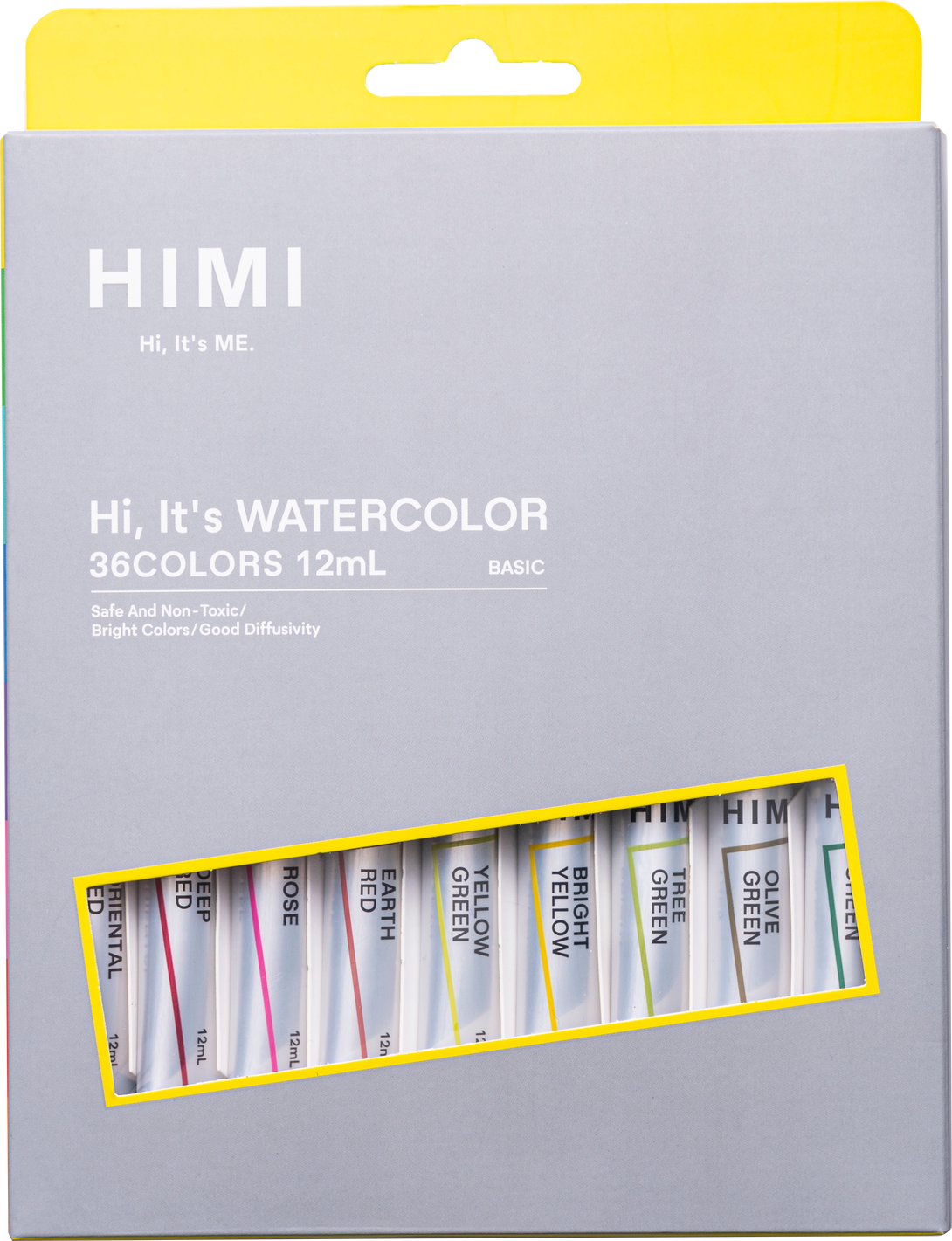 HIMI Watercolour Tube Set 12 ml, in 36 vibrant colours for watercolour painting