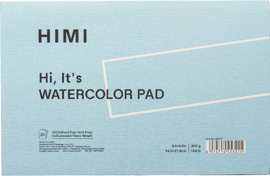 HIMI Watercolour Pad - 5.5 x 8.5 inches, 300 GSM, ideal for watercolor painting in blue colour