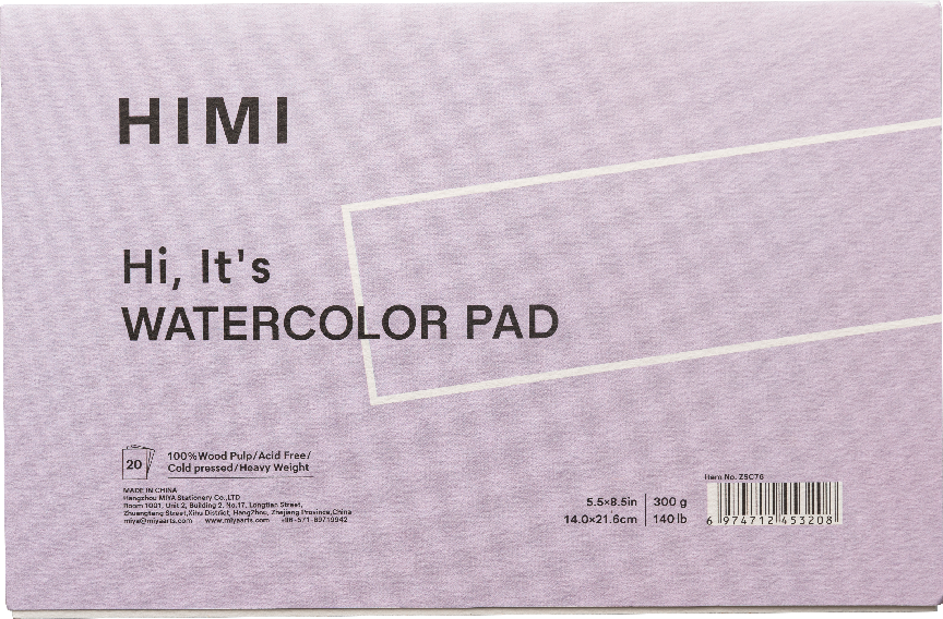 Himi Watercolour Pad - 5.5 x 8.5 inches, 300 GSM, ideal for watercolor painting in purple