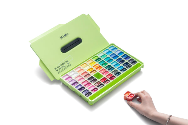 HIMI - Twin cup Gouache Paint - 12 g x 72 colours - Apple Green