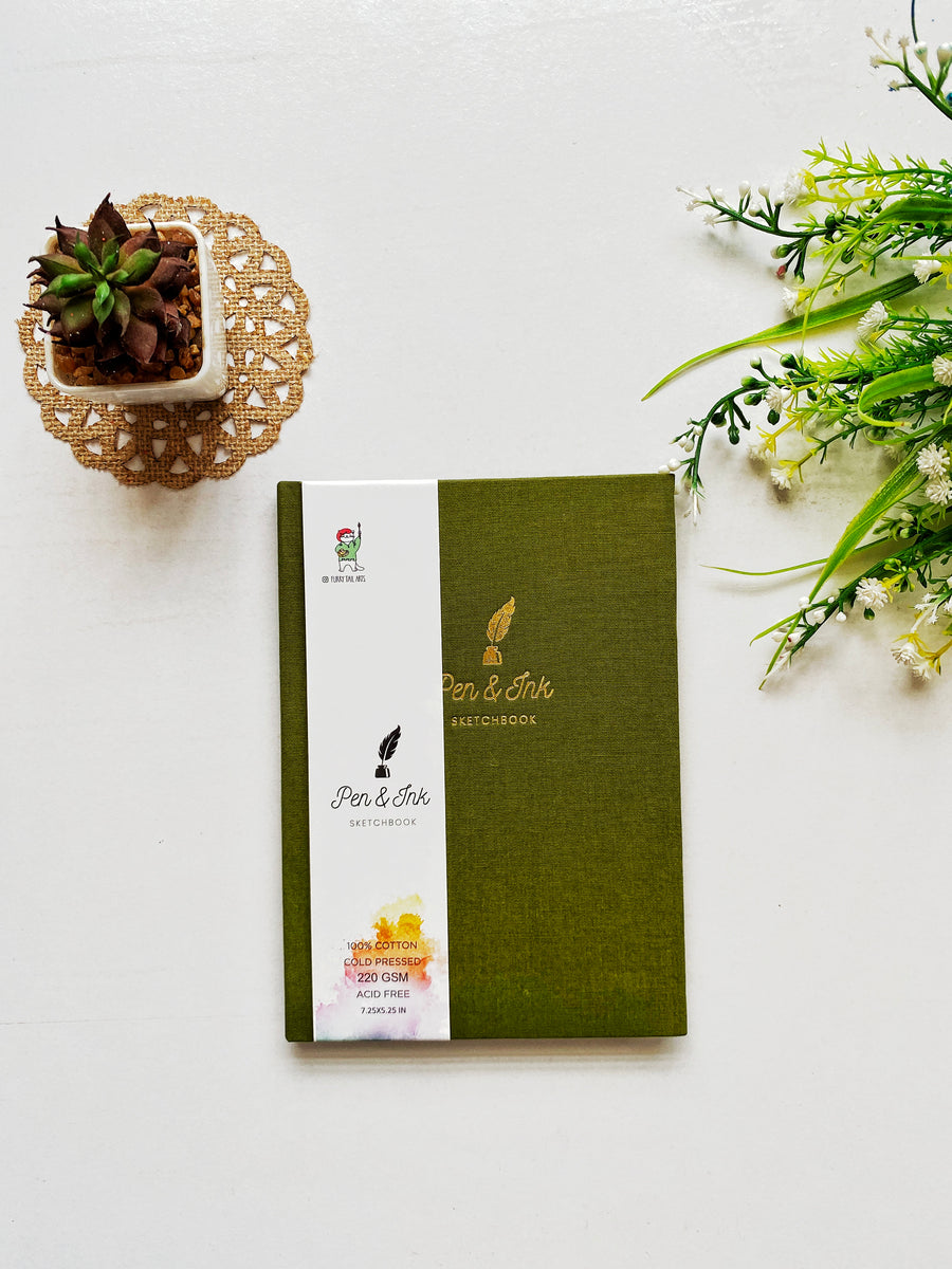 Furry Tail Arts - Suti Hardbound series - 220 GSM - 20 sheets - 100% cotton - Pen & Ink sketchbook - Portrait - 7*5 inches