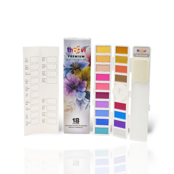 Thoovi - Premium Watercolours - 18 Colours - Foldable Colour Pad