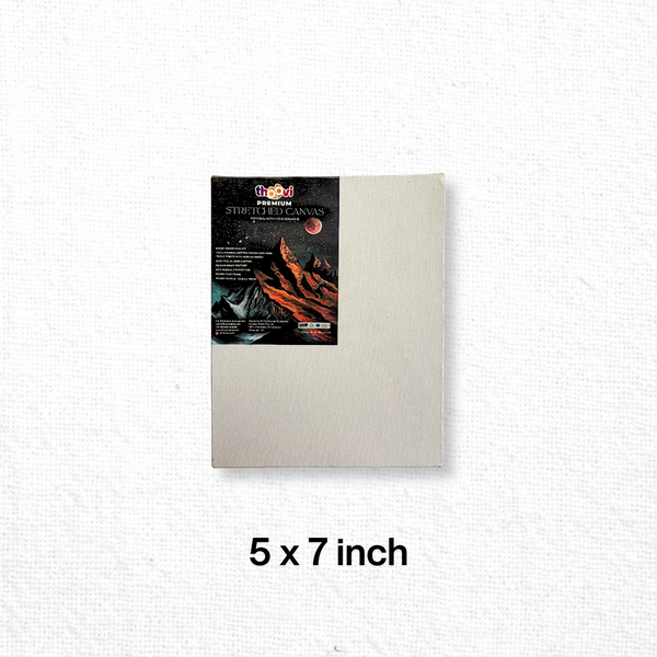 Thoovi – Premium – White Stretched Canvas for Painting I Suitable for Acrylic Paints, Oil Paints & Gouache Paints – 5 x 7 inch (Single pc)