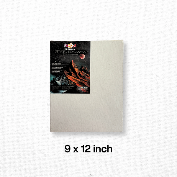 Thoovi - Premium - White Stretched Canvas for Painting | Suitable for Acrylic Paints, Oil Paints & Gouache Paints - 9 x 12 inch  (Single pc)