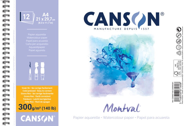 Canson - Montval - Watercolour - Spiral Pad - 300 GSM