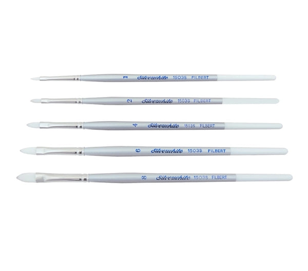 Silver Brush - Silverwhite - WHITE TAKLON - 1503S - Filbert Brush