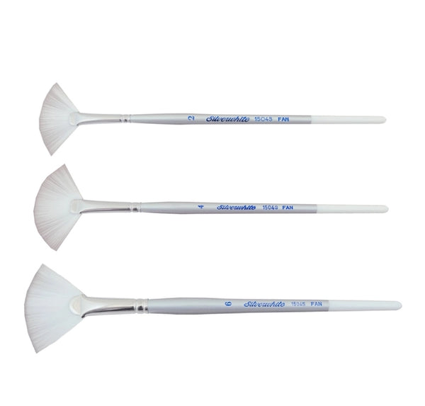 Silver Brush - Silverwhite - WHITE TAKLON - 1504S - Fan Brush