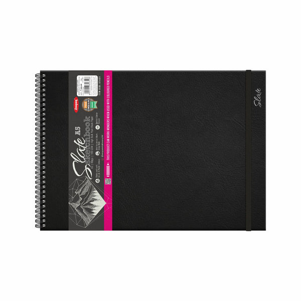 Anupam - SLATE Drawing Book WireO Black Paper 80 Pages - 180 GSM